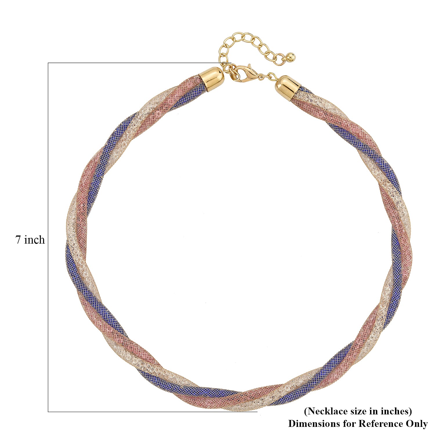 Multi Color Austrian Crystal Twisted Double Row Necklace in Goldtone 19.5-21.5 Inches