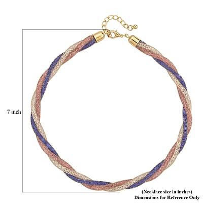 Multi Color Austrian Crystal Twisted Double Row Necklace in Goldtone 19.5-21.5 Inches