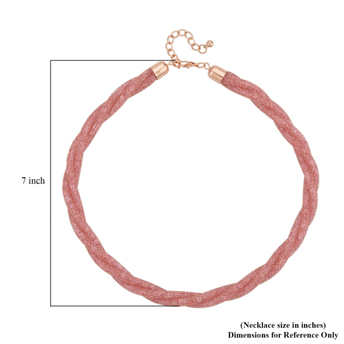 Doorbuster Pink Austrian Crystal Twisted Double Row Necklace in Rosetone 19.5-21.5 Inches image number 4