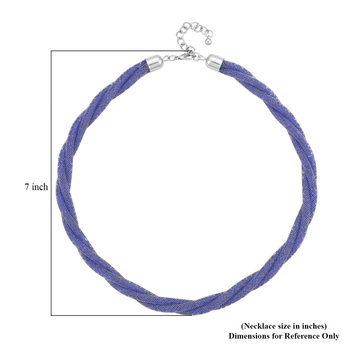 Doorbuster Blue Austrian Crystal Twisted Double Row Necklace in Silvertone 19.5-21.5 Inches image number 4