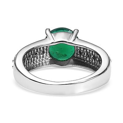 Green Onyx and Simulated Garnet 2.35 ctw Ring in Stainless Steel (Size 10.0)