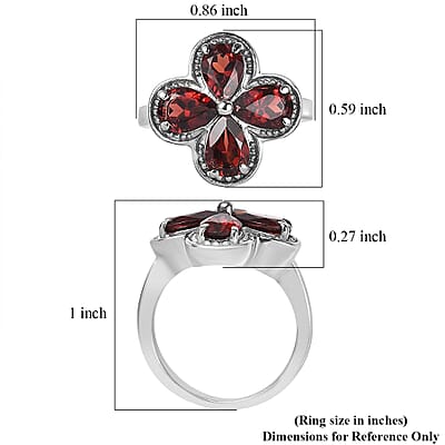 Mozambique Garnet 3.25 ctw Floral Ring in Stainless Steel (Size 10.0)