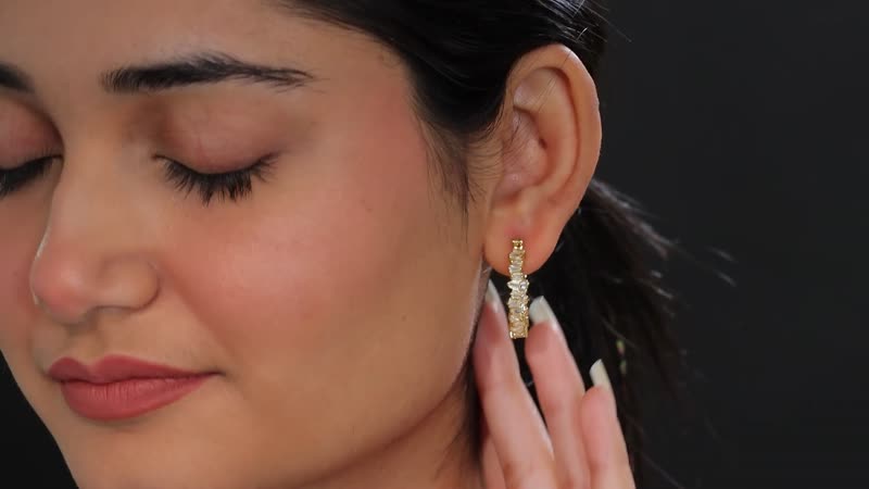 Doorbuster White Zircon 3.60 ctw Earrings in 18K Vermeil YG Over Sterling Silver