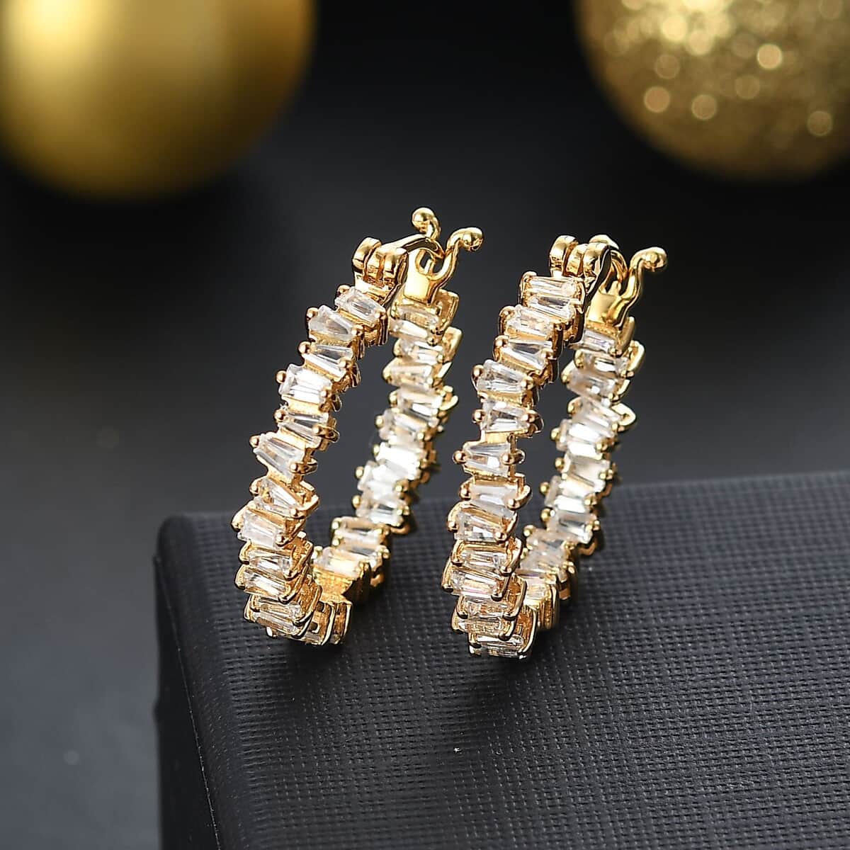 Doorbuster White Zircon 3.75 ctw Arctic Spark Earrings in 18K Vermeil Yellow Gold Over Sterling Silver image number 1