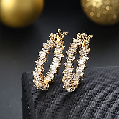 D'Joy White Zircon 3.75 ctw Arctic Spark Earrings in 18K Vermeil Yellow Gold Over Sterling Silver