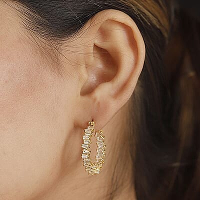 D'Joy White Zircon 3.75 ctw Arctic Spark Earrings in 18K Vermeil Yellow Gold Over Sterling Silver