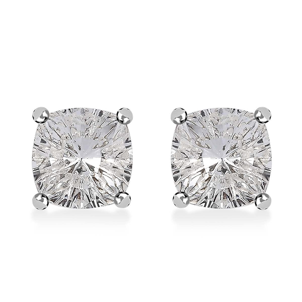 J Francis Embellished with Crystal by Swarovski Solitaire Stud Earrings in Platinum Over Sterling Silver