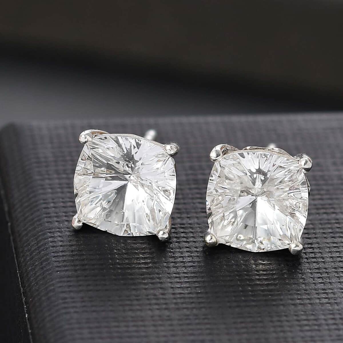 J Francis Embellished with Crystal by Swarovski Solitaire Stud Earrings in Platinum Over Sterling Silver image number 1