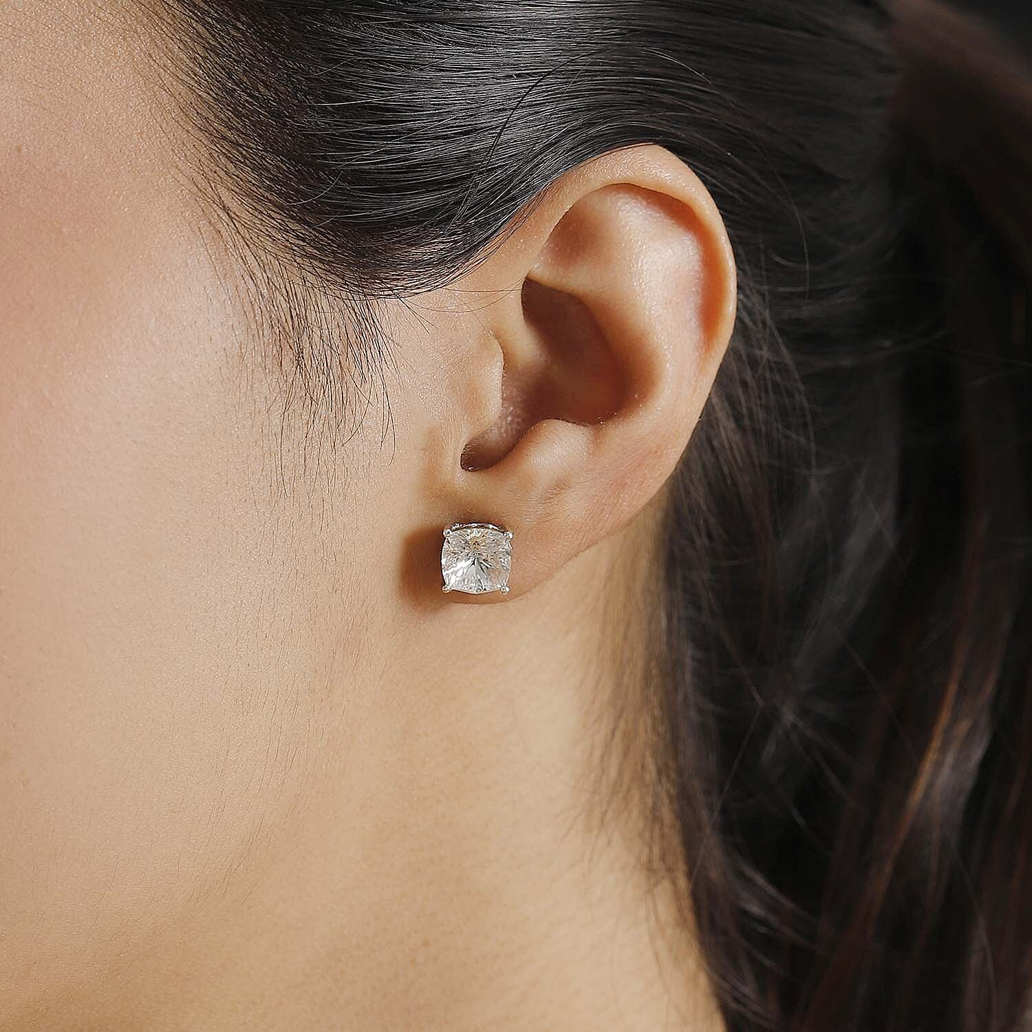 J Francis Embellished with Crystal by Swarovski Solitaire Stud Earrings in Platinum Over Sterling Silver