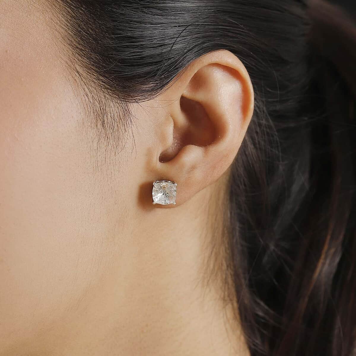 J Francis Embellished with Crystal by Swarovski Solitaire Stud Earrings in Platinum Over Sterling Silver image number 2