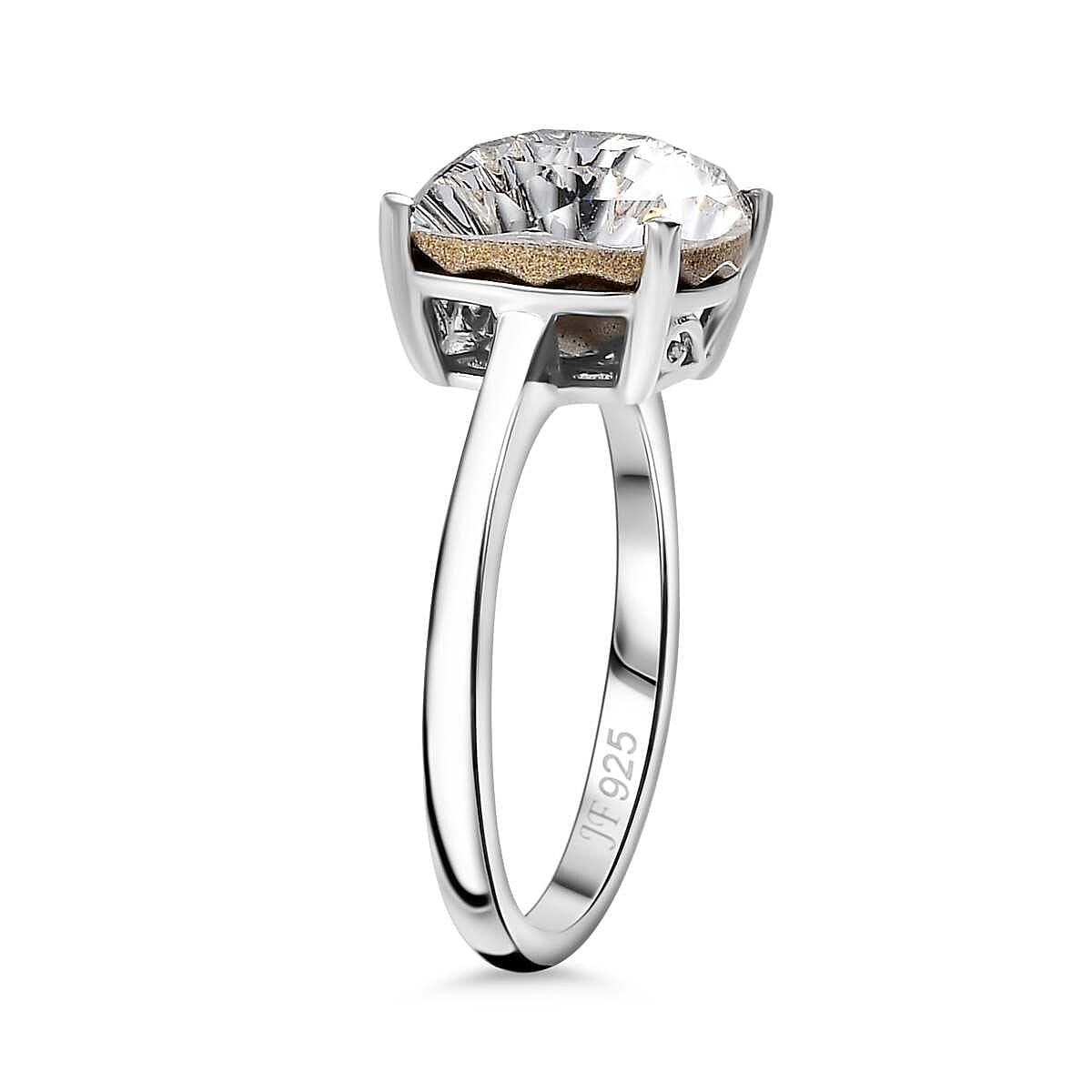 J Francis Embellished with Crystal by Swarovski Solitaire Ring in Platinum Over Sterling Silver (Size 8.0) image number 3