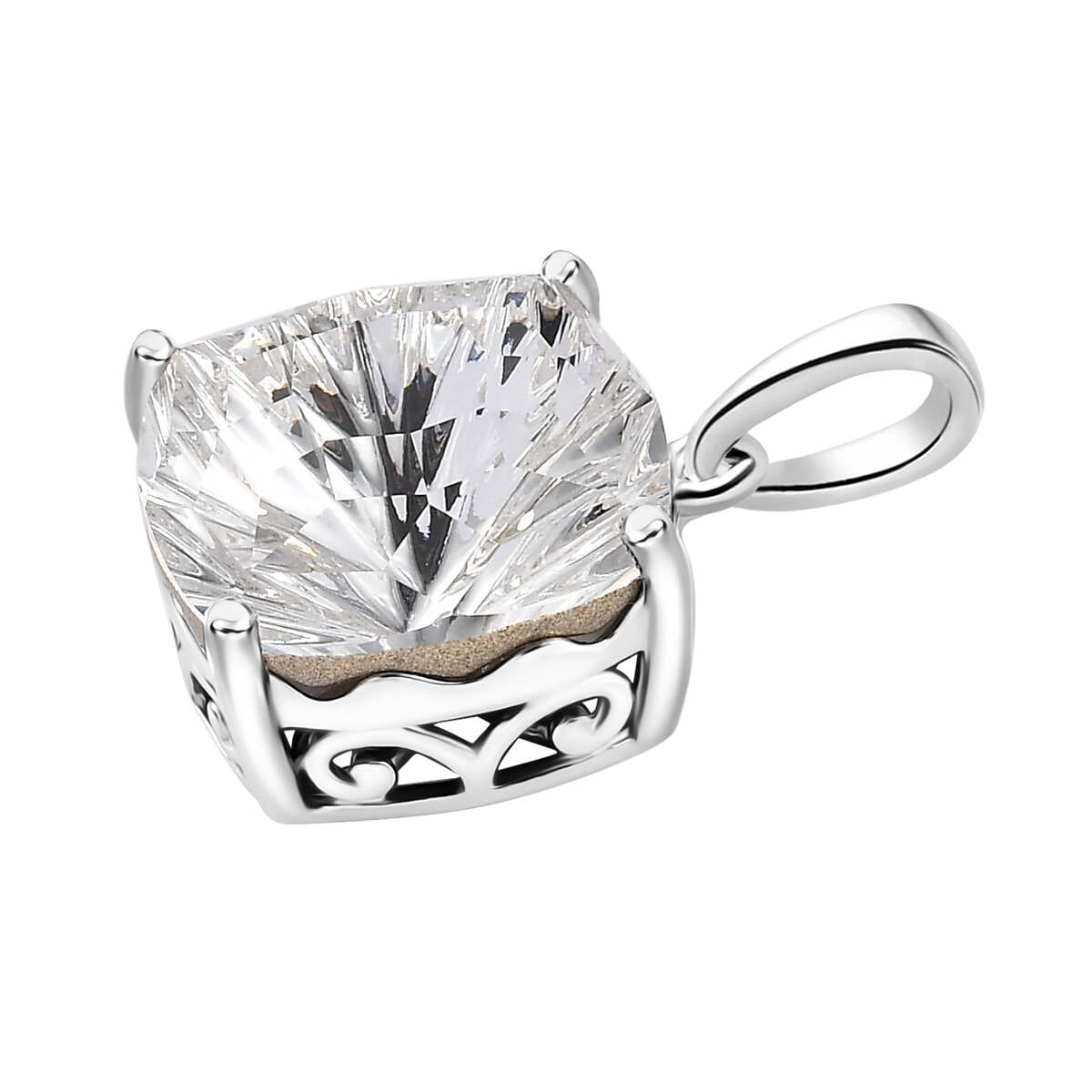 J Francis Embellished with Crystal by Swarovski Solitaire Pendant in Rhodium Over Sterling Silver image number 3