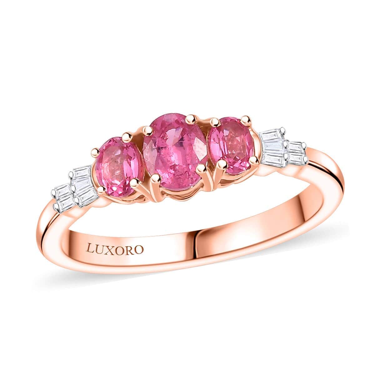 Luxoro Premium Mahenge Spinel and G-H I2 Diamond 0.90 ctw Ballerina Ring in 10K Rose Gold (Size 6.0) (Del. In 10-12 Days) image number 0