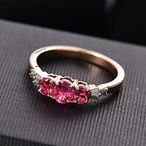 Luxoro Premium Mahenge Spinel and G-H I2 Diamond 0.90 ctw Ballerina Ring in 10K Rose Gold (Size 7.0) (Del. In 10-12 Days)