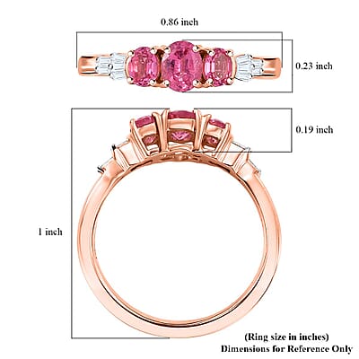 Luxoro Premium Mahenge Spinel and G-H I2 Diamond 0.90 ctw Ballerina Ring in 10K Rose Gold (Size 7.0) (Del. In 10-12 Days)