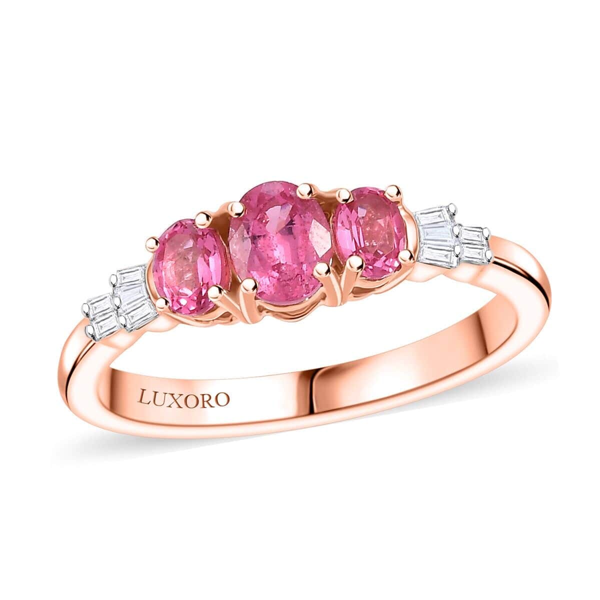 Luxoro 10K Rose Gold Premium Mahenge Spinel, Diamond (G-H, I2) Ballerina Ring (Size 7.5) 0.90 ctw image number 0