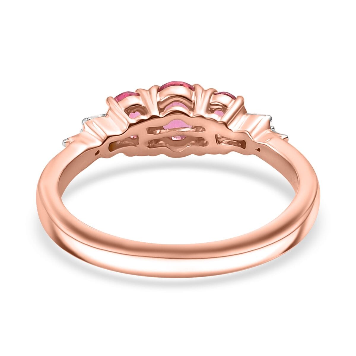Luxoro Premium Mahenge Spinel and G-H I2 Diamond 0.90 ctw Ballerina Ring in 10K Rose Gold (Size 8.0) (Del. In 10-12 Days) image number 4