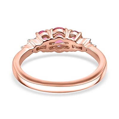 Luxoro Premium Mahenge Spinel and G-H I2 Diamond 0.90 ctw Ballerina Ring in 10K Rose Gold (Size 8.0) (Del. In 10-12 Days)