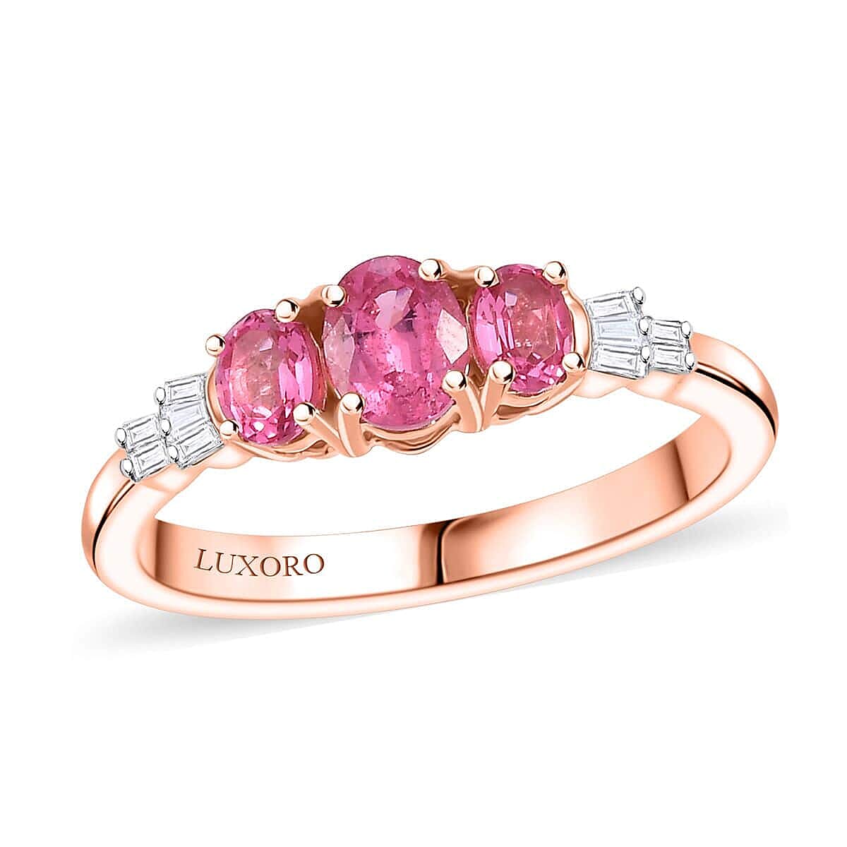 Luxoro 10K Rose Gold Premium Mahenge Spinel, Diamond (G-H, I2) Ballerina Ring (Size 8.5) 0.90 ctw image number 0