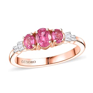 Luxoro 10K Rose Gold Premium Mahenge Spinel, Diamond (G-H, I2) Ballerina Ring (Size 8.5) 0.90 ctw