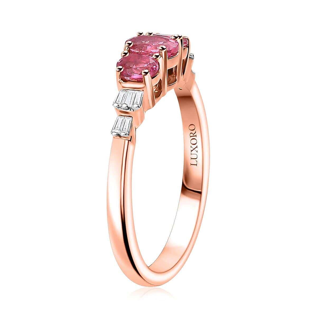 Luxoro 10K Rose Gold Premium Mahenge Spinel, Diamond (G-H, I2) Ballerina Ring (Size 8.5) 0.90 ctw image number 3
