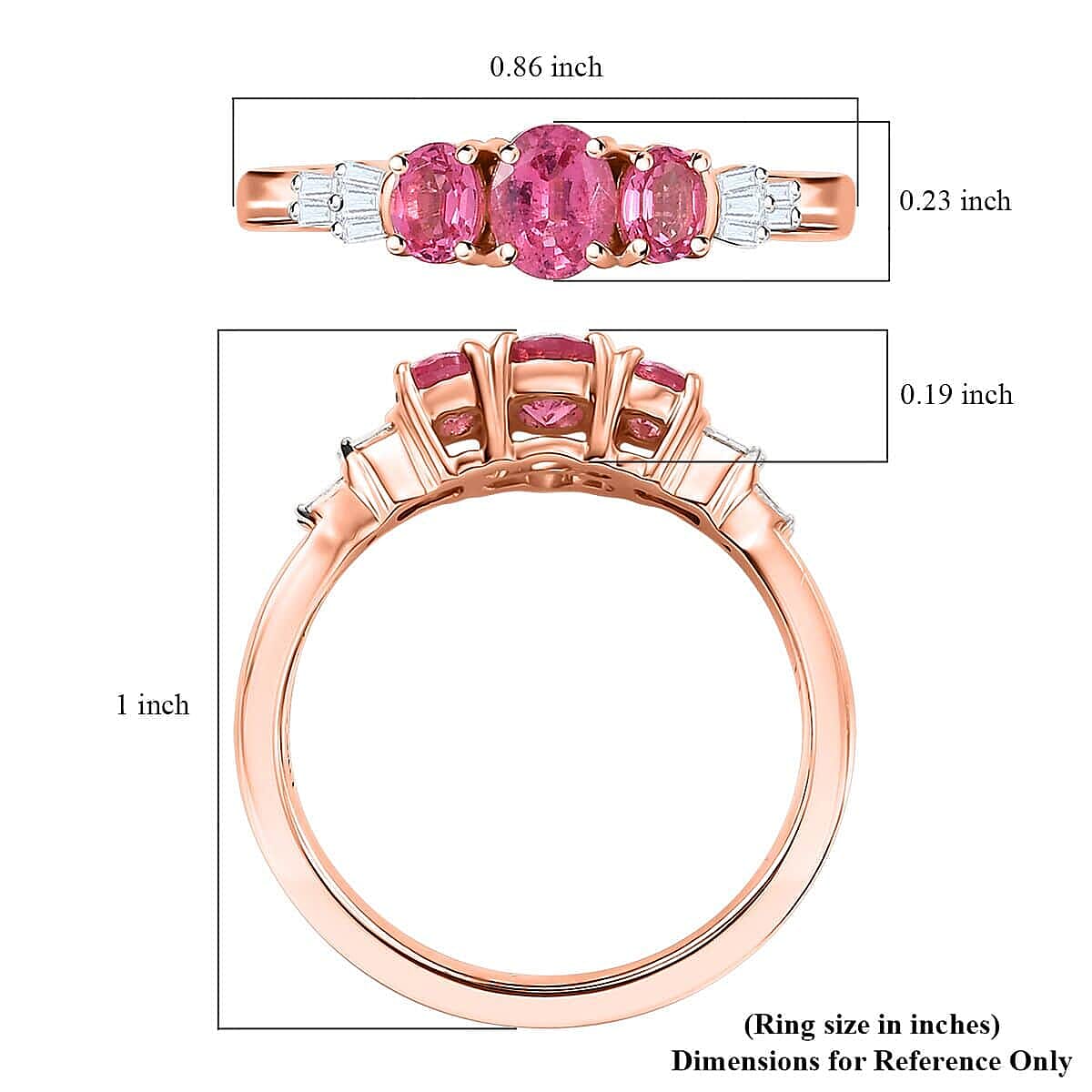 Luxoro 10K Rose Gold Premium Mahenge Spinel, Diamond (G-H, I2) Ballerina Ring (Size 8.5) 0.90 ctw image number 5
