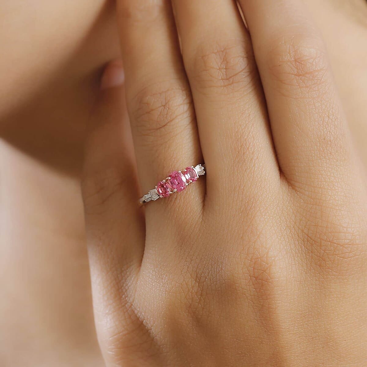 Luxoro 10K Rose Gold Premium Mahenge Spinel, Diamond (G-H, I2) Ballerina Ring (Size 9.5) 0.90 ctw image number 2