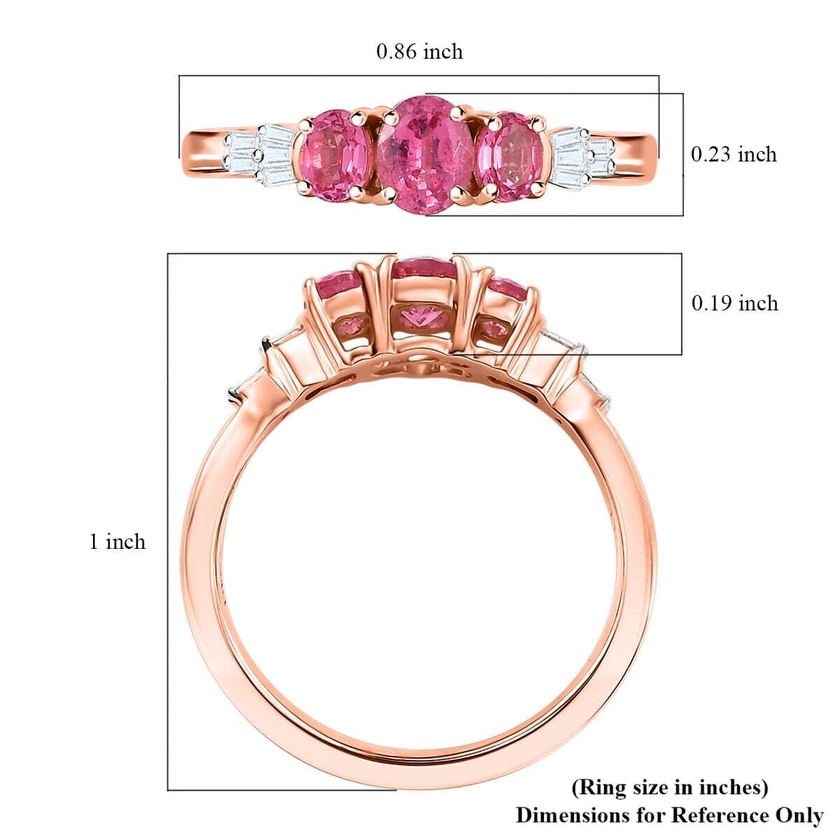 Luxoro 10K Rose Gold Premium Mahenge Spinel, Diamond (G-H, I2) Ballerina Ring (Size 9.5) 0.90 ctw image number 5