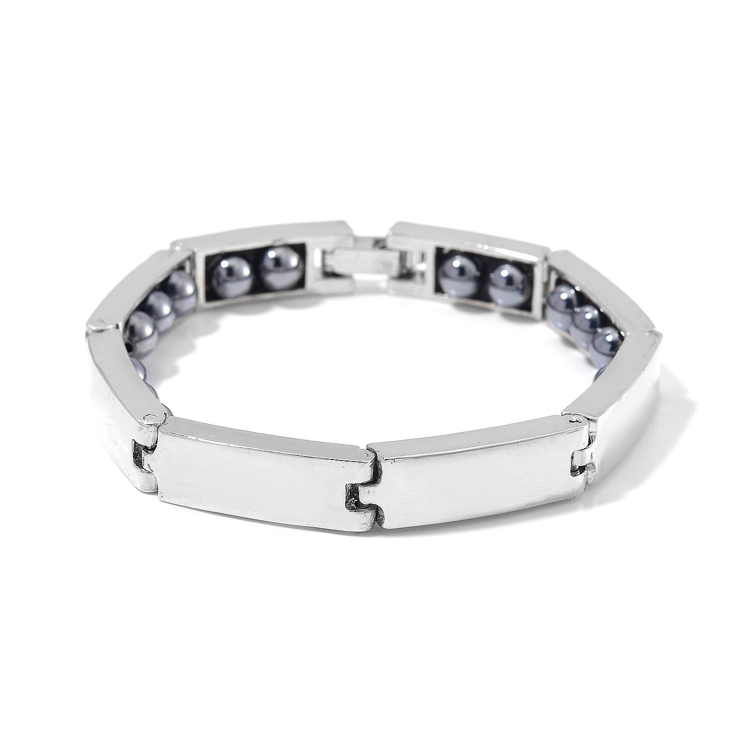Terahertz 100.00 ctw Beaded Bracelet in Silvertone (6.75 In)