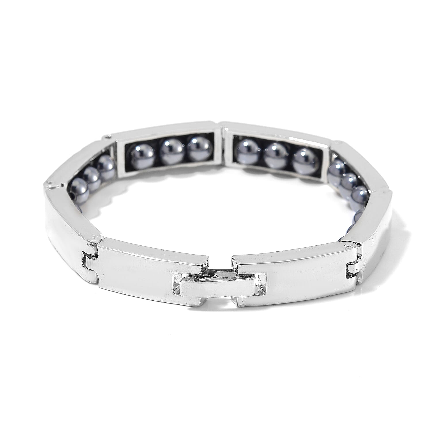 Terahertz 100.00 ctw Beaded Bracelet in Silvertone (6.75 In)