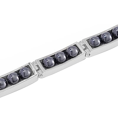 Terahertz 100.00 ctw Beaded Bracelet in Silvertone (6.75 In)