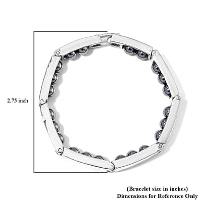 Terahertz 100.00 ctw Beaded Bracelet in Silvertone (6.75 In)