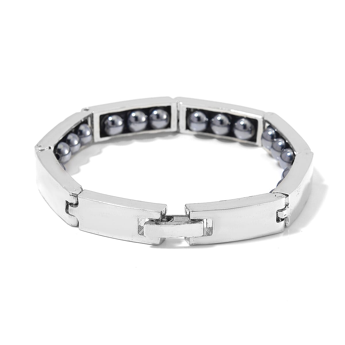 Terahertz 100.00 ctw Beaded Bracelet in Silvertone (7.75 In) image number 2