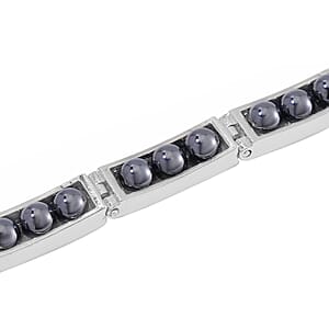 Terahertz 100.00 ctw Beaded Bracelet in Silvertone (7.75 In)