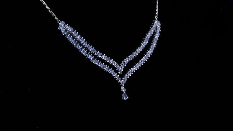 D'Joy Tanzanite 8.65 ctw Fern Leaf Necklace in Rhodium Over Sterling Silver 18 Inches