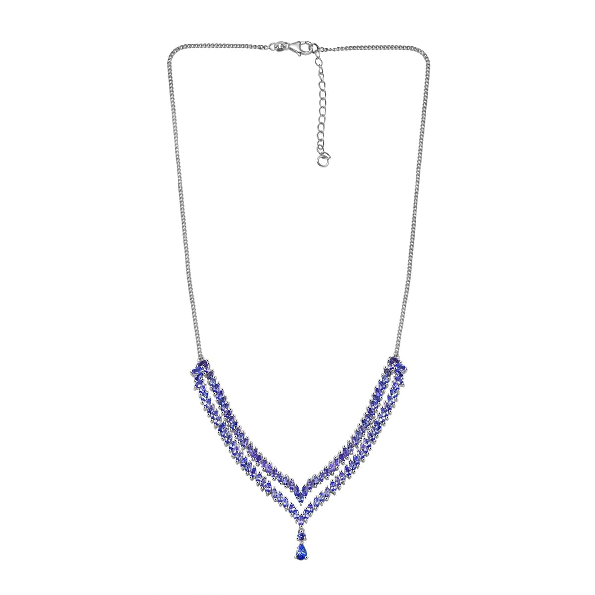 Tanzanite 8.65 ctw Fern Leaf Necklace in Rhodium Over Sterling Silver 18 Inches image number 3