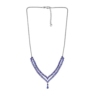 D'Joy Tanzanite 8.65 ctw Fern Leaf Necklace in Rhodium Over Sterling Silver 18 Inches