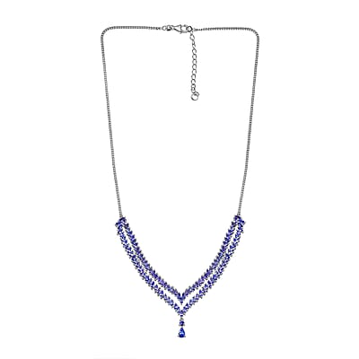 D'Joy Tanzanite 8.65 ctw Fern Leaf Necklace in Rhodium Over Sterling Silver 18 Inches