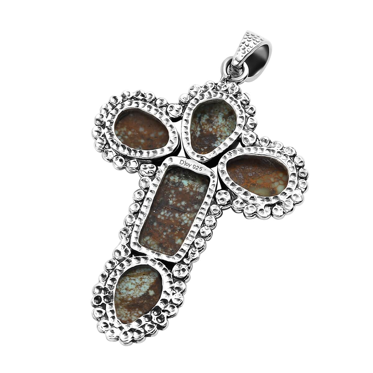 Artisan Crafted Blue Horizon Turquoise 12.70 ctw Cross Pendant in Black Oxidized Sterling Silver image number 4