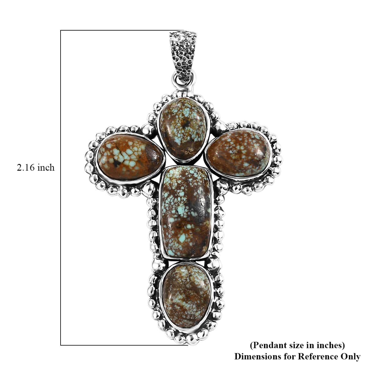 Artisan Crafted Blue Horizon Turquoise 12.70 ctw Cross Pendant in Black Oxidized Sterling Silver image number 5