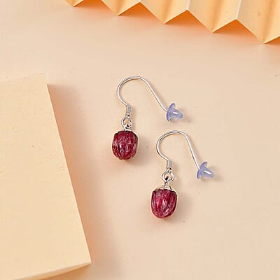 D'Joy Norwegian Thulite Carved 8.25 ctw Earrings in Black Oxidized Sterling Silver