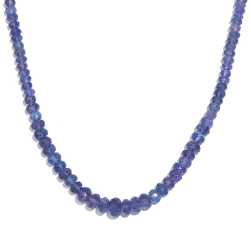 Tanzanite Beaded 110 ctw Necklace 18 Inches in Rhodium Over Sterling Silver