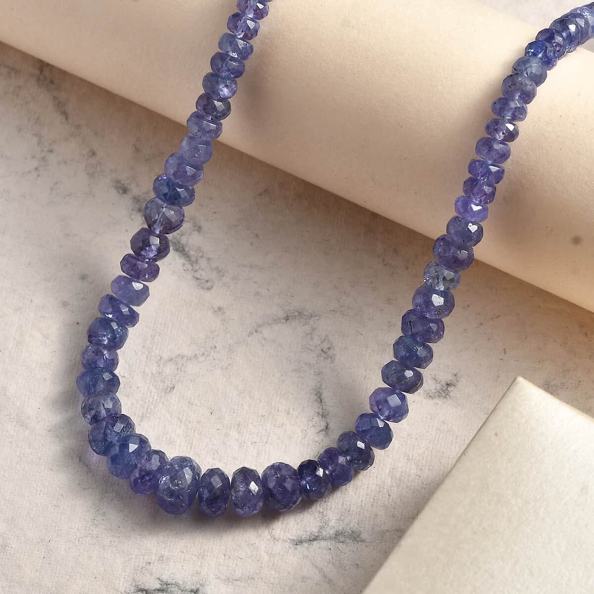 Tanzanite Beaded 110 ctw Necklace 18 Inches in Rhodium Over Sterling Silver image number 1