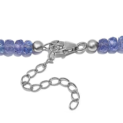 Tanzanite Beaded 110 ctw Necklace 18 Inches in Rhodium Over Sterling Silver