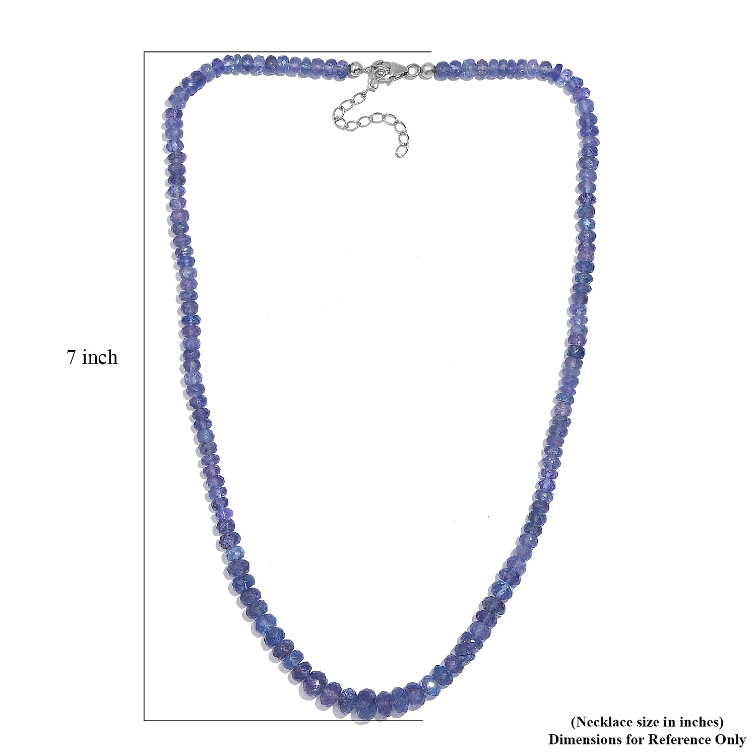 Tanzanite Beaded 110 ctw Necklace 18 Inches in Rhodium Over Sterling Silver