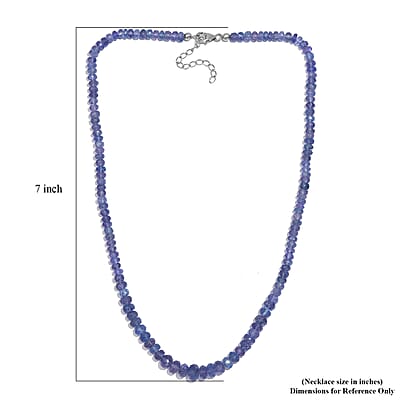 Tanzanite Beaded 110 ctw Necklace 18 Inches in Rhodium Over Sterling Silver