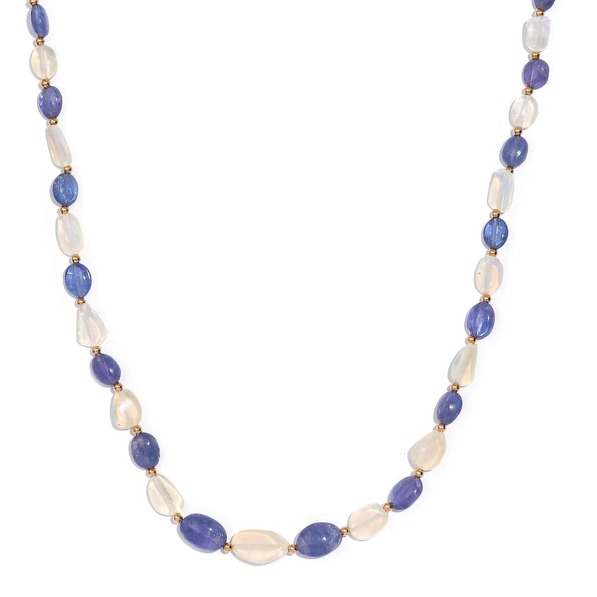 Tanzanite and Ethiopian Welo Opal 98.00 ctw Beaded Necklace in 18K Yellow Gold Over Sterling Silver 18-20 Inches image number 0