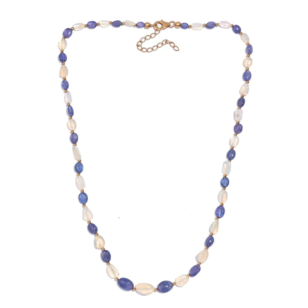 Tanzanite and Ethiopian Welo Opal 98.00 ctw Beaded Necklace in 18K Yellow Gold Over Sterling Silver 18-20 Inches image number 3