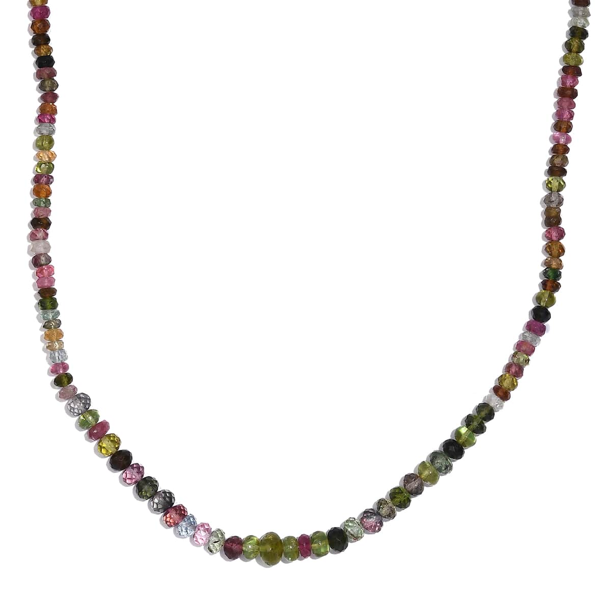 Multi-Tourmaline Beaded 58 ctw Necklace 18 Inches in Rhodium Over Sterling Silver image number 0