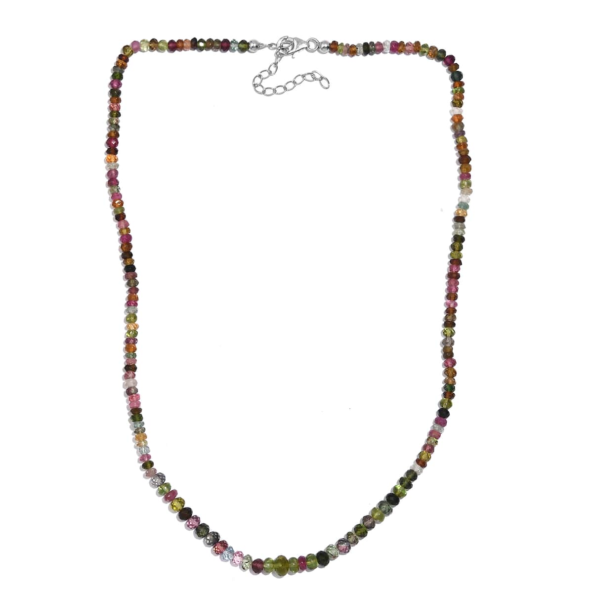 Multi-Tourmaline Beaded 58 ctw Necklace 18 Inches in Rhodium Over Sterling Silver image number 3